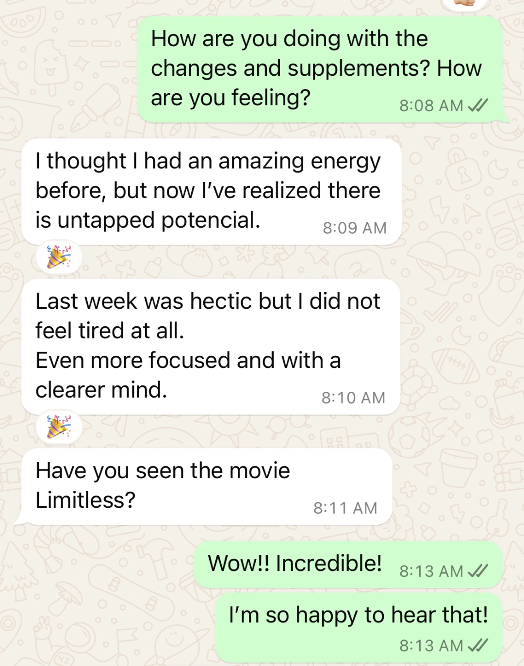 Luis, REBUILT client — WhatsApp testimonial